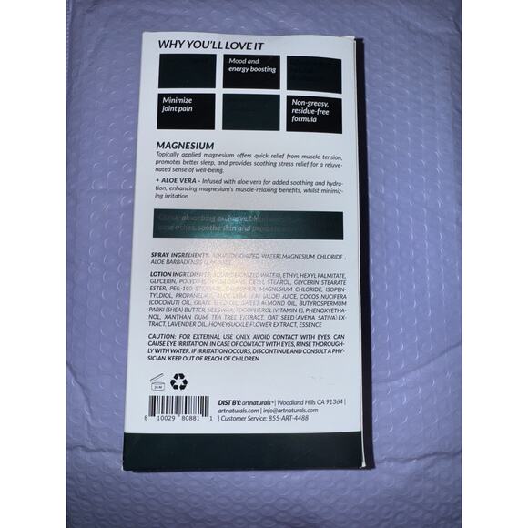 ArtNaturals Magnesium Oil Spray 12 oz + Body Lotion 8oz Set Extra Strength Ultra - Picture 3 of 6